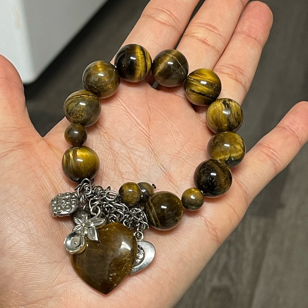 Tiger Eye Beaded Bracelet with Charms